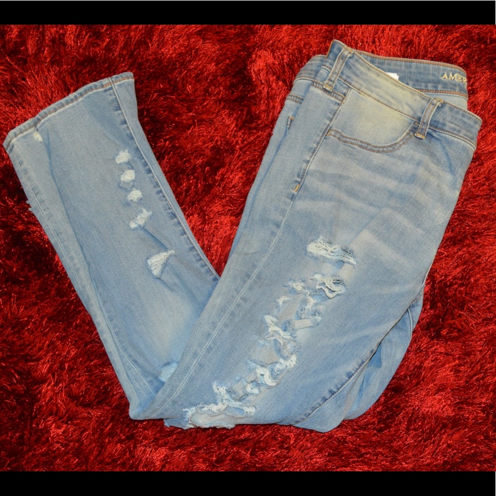Heavily Distressed American Eagle Skinny Jeans
